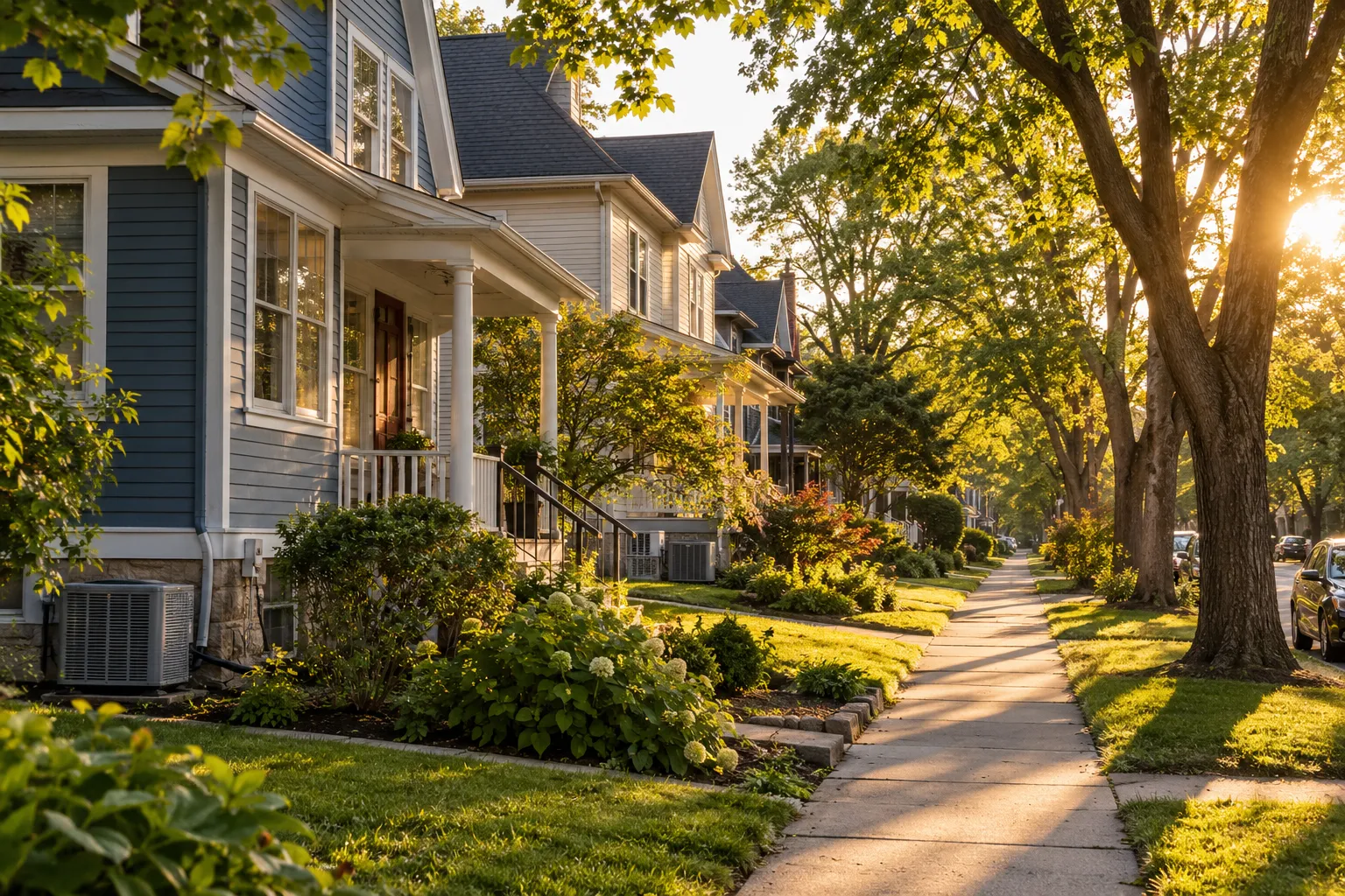 A neighborhood of frame houses and bungalows in Hamel